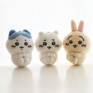Set of 3 Chiikawa Hachiware Usagi mascot keychain figure plush Sanrio bt…